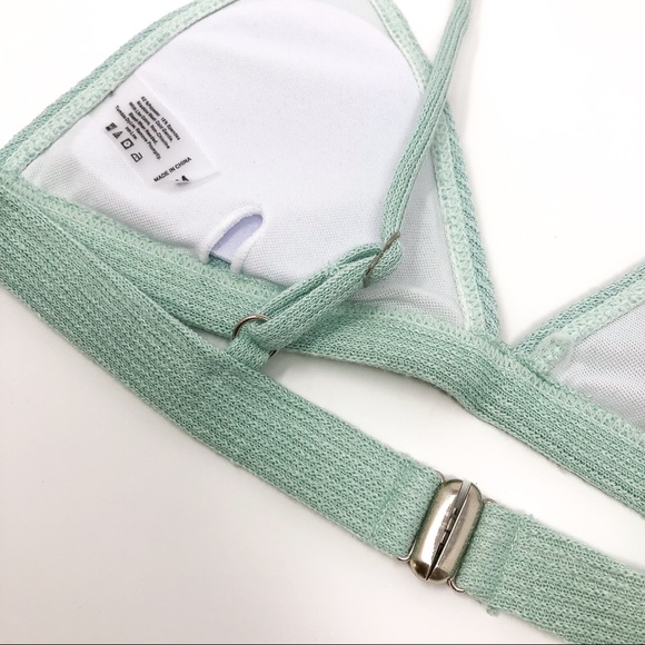 Green Ribbed Knit Bikini | Triangle, High Waisted - Picture 10 of 14